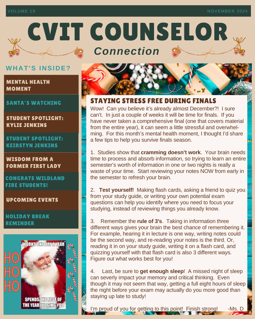 Cover page of Counselor Connection Newsletter