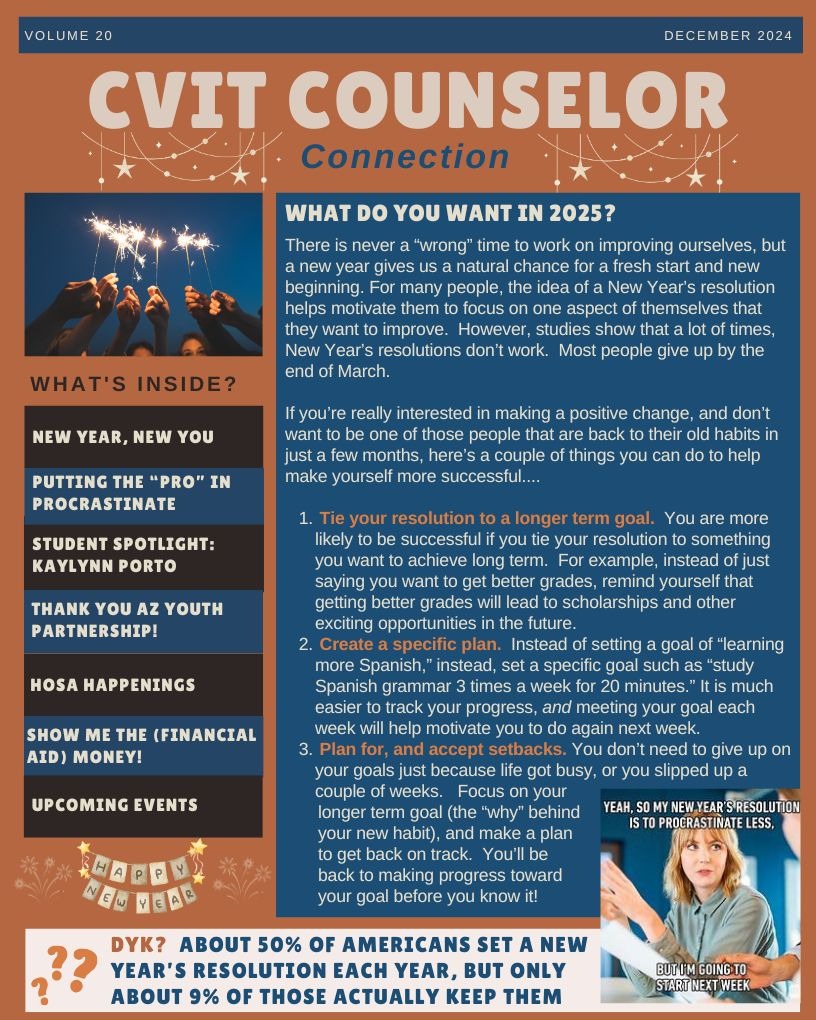 Cover page of Counselor Connection Newsletter