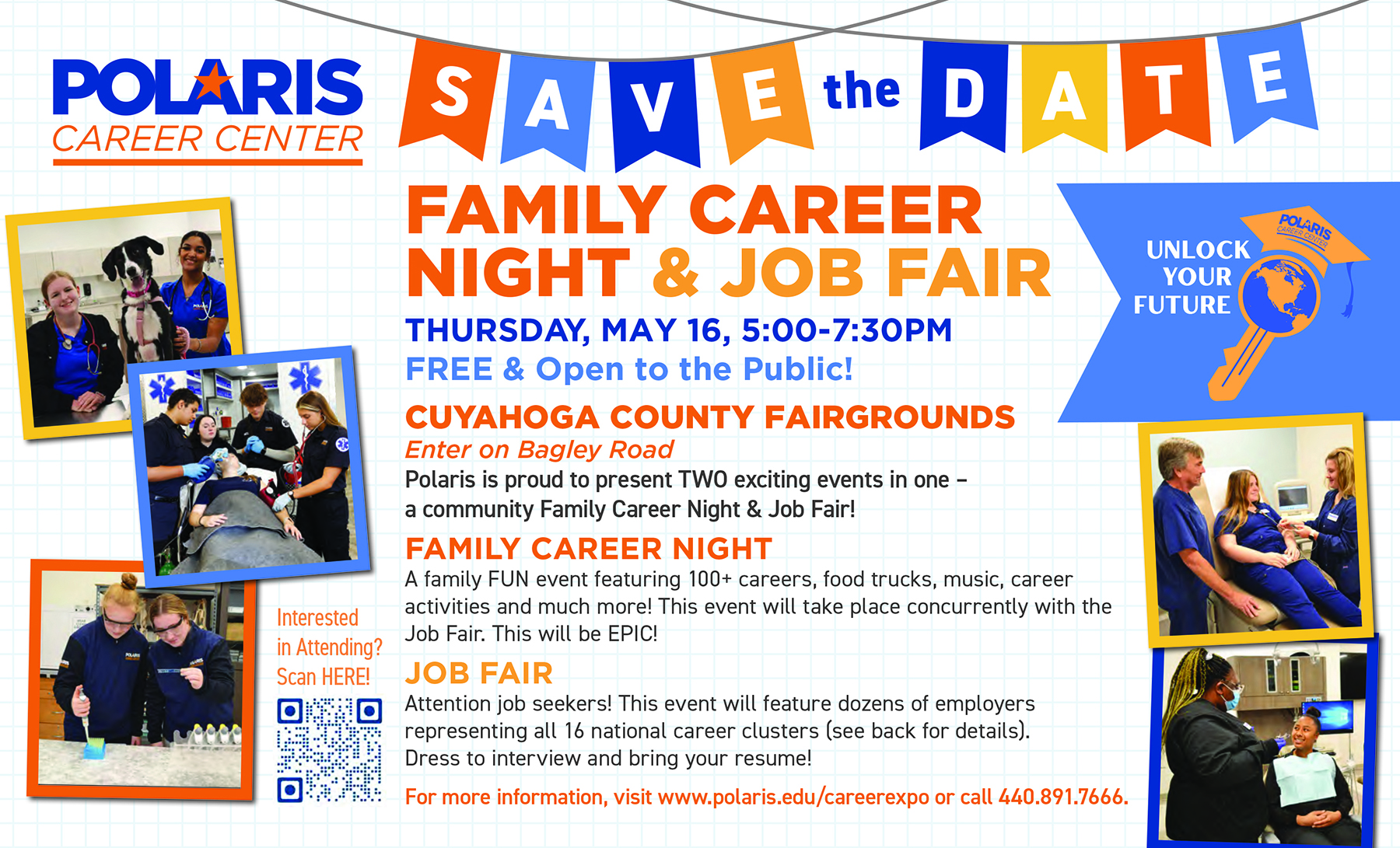 family career night and job fair postcard