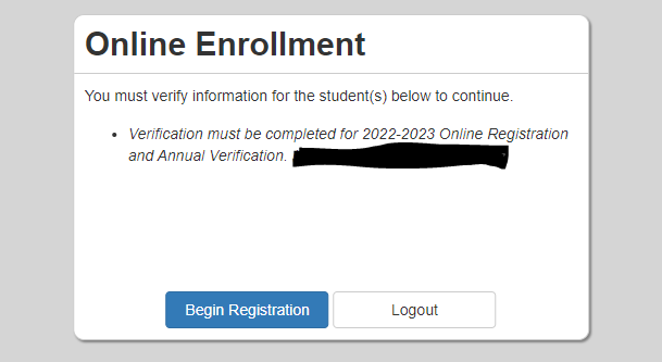 online enrollment screenshot