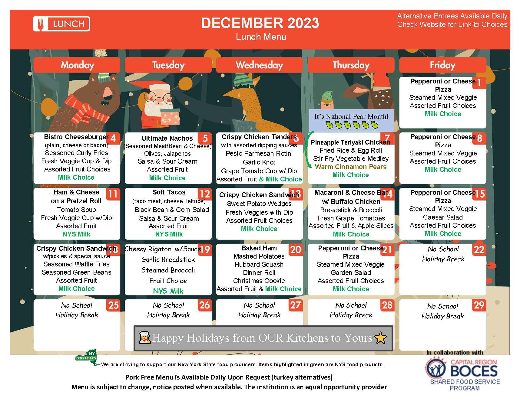 red calendar for December 2023