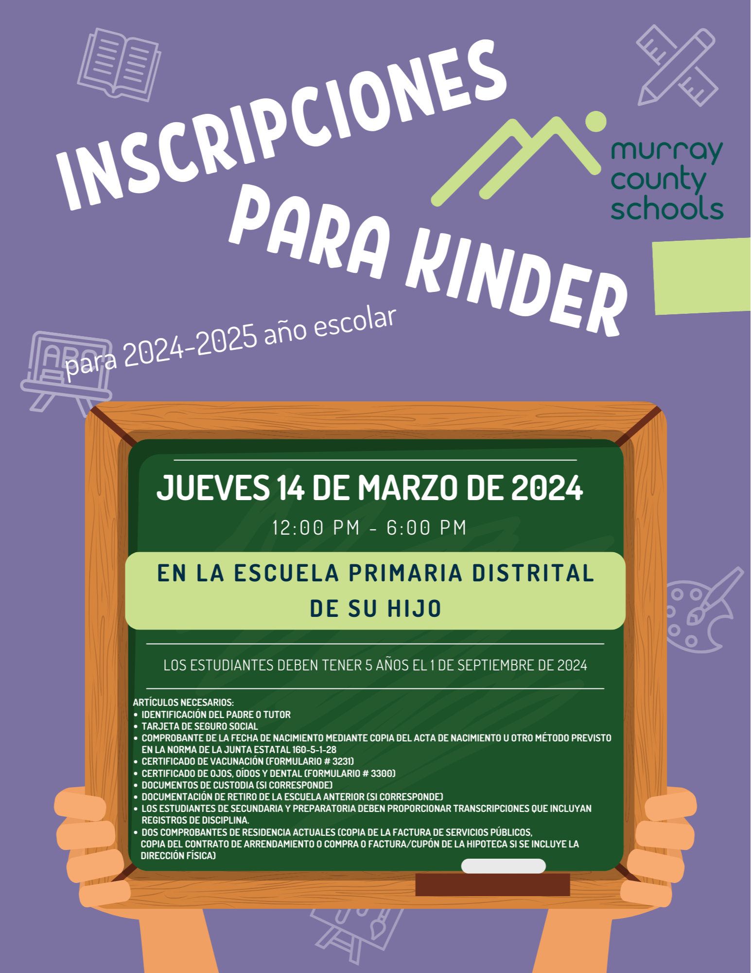 kindergarten registration flyer in spanish