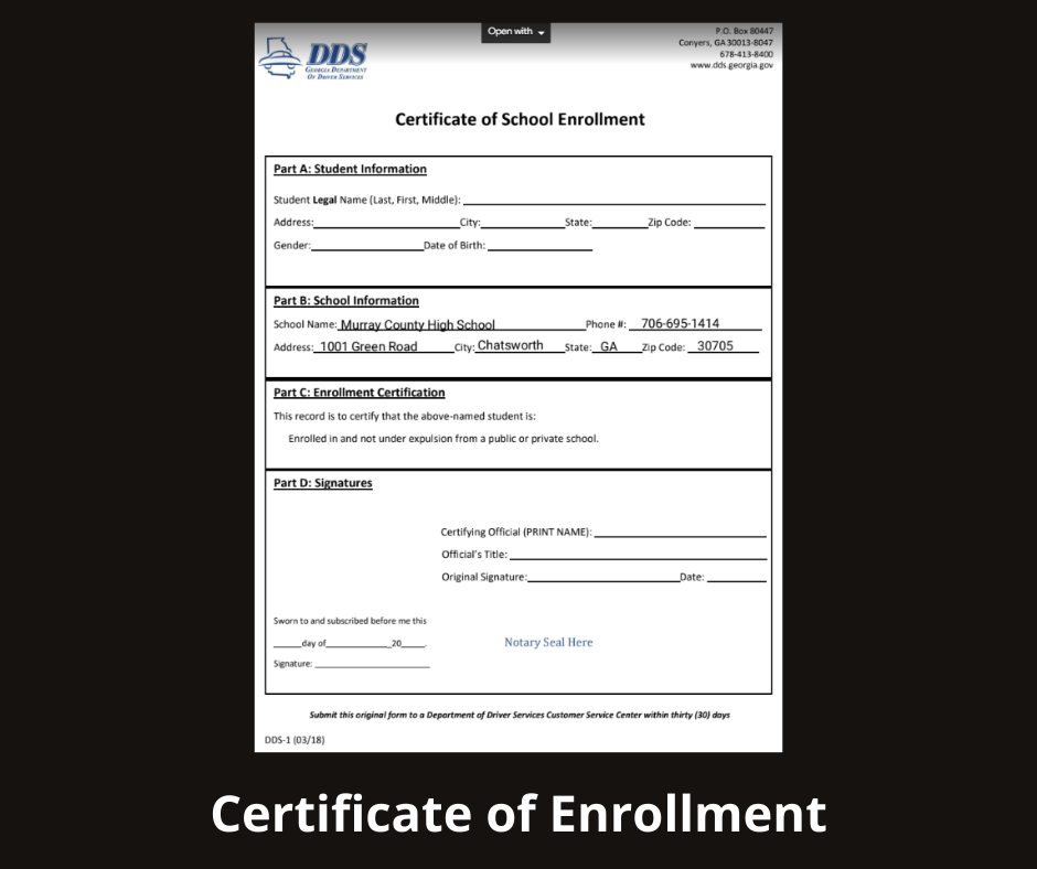 Certificate of School Enrollment