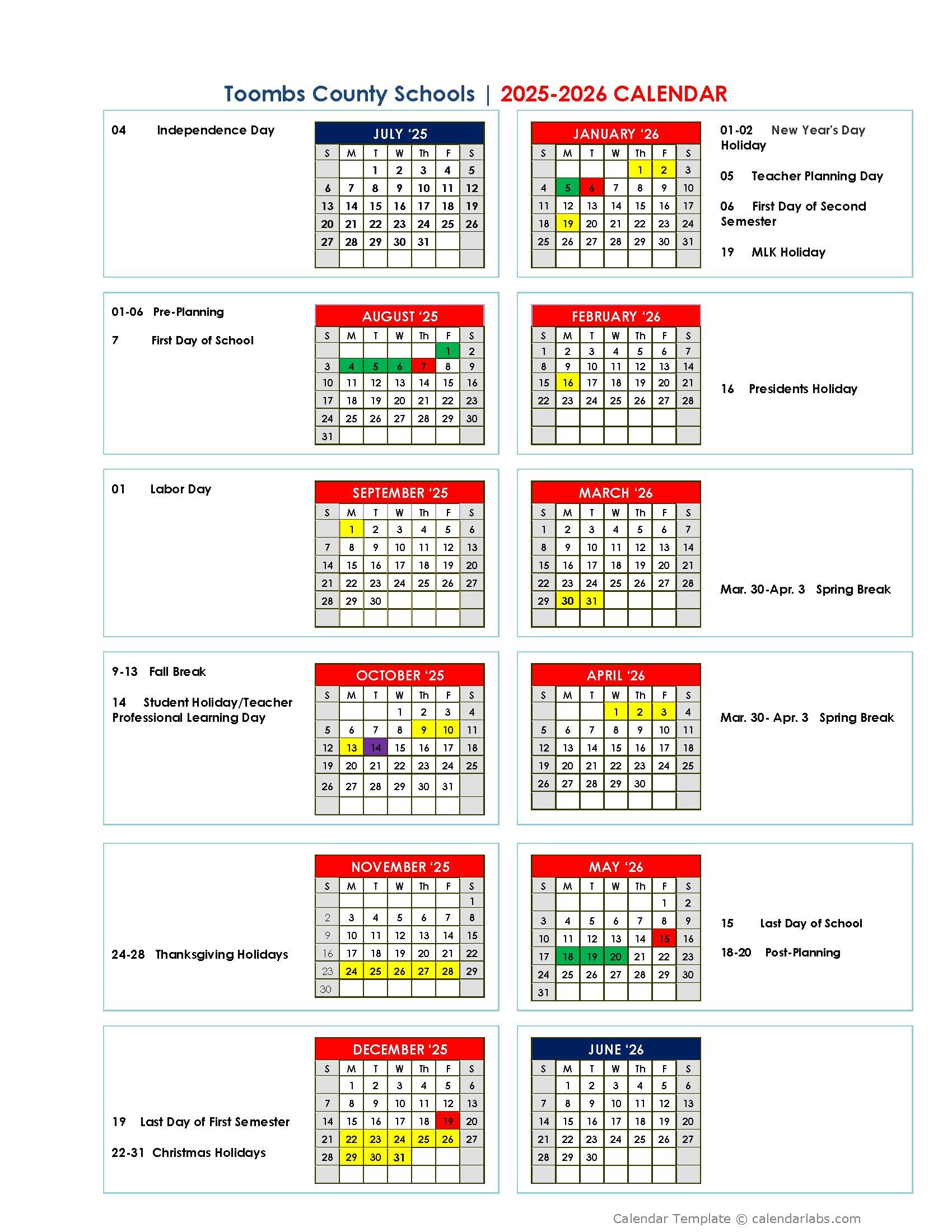 25-26 TCS Calendar