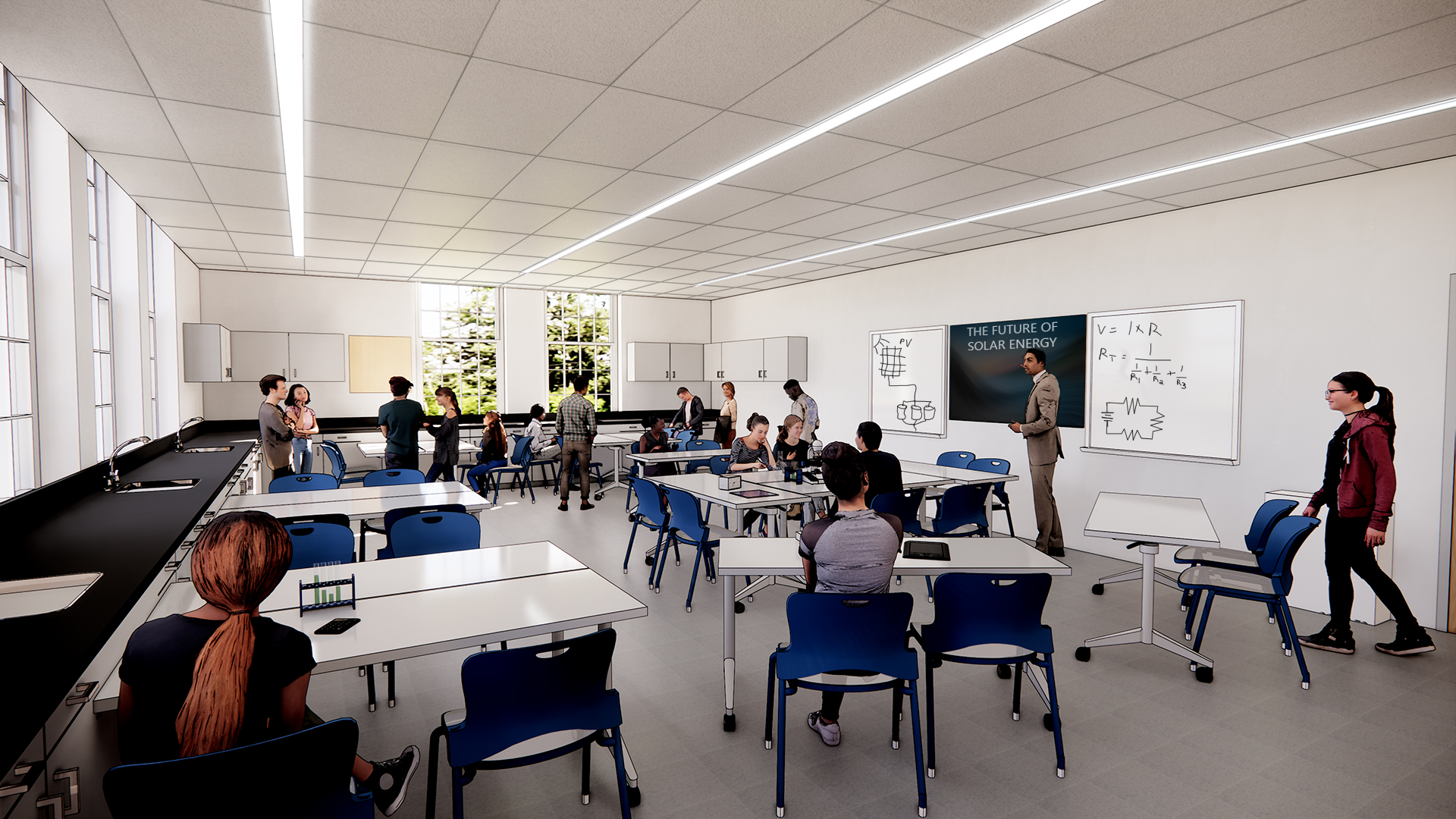 A rendering of the changes to the 7th and 8th grade science classrooms.