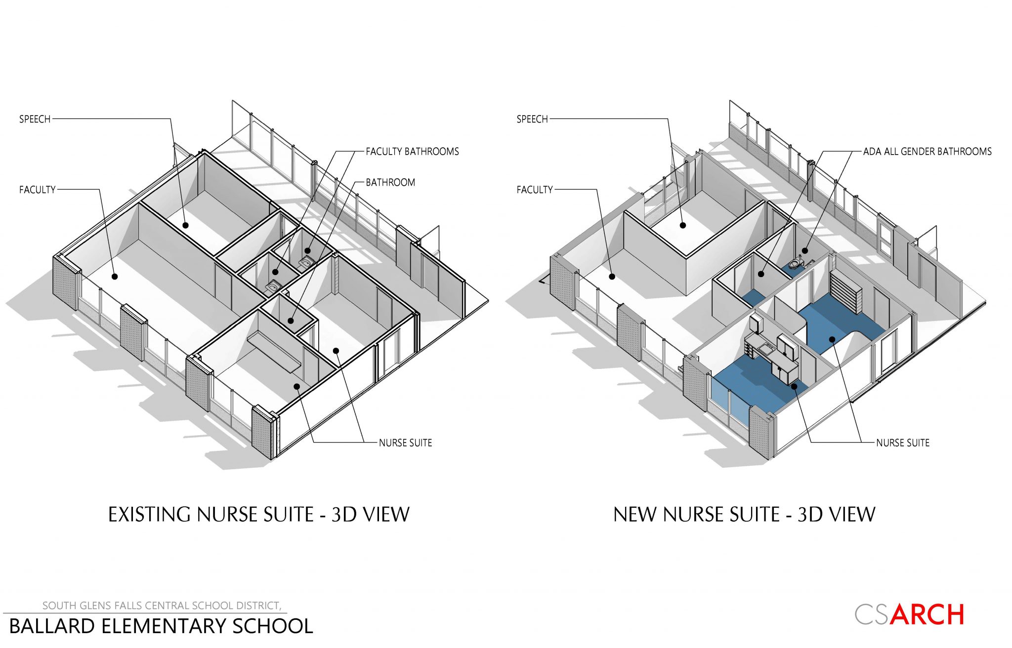 A rendering of the proposed changes to the nurse’s suite at Ballard Elementary.