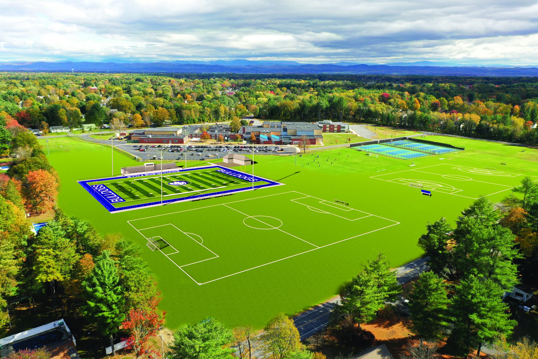 A rendering of the changes to South High, including the multi-purpose turf field.