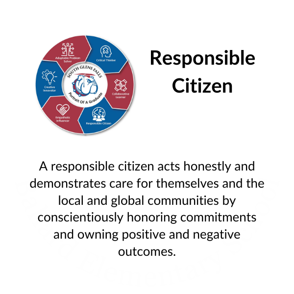 POG logo and Responsible Citizen: A responsible citizen acts honestly and demonstrates care for themselves and the local and global communities by conscientiously honoring commitments and owning positive and negative outcomes.