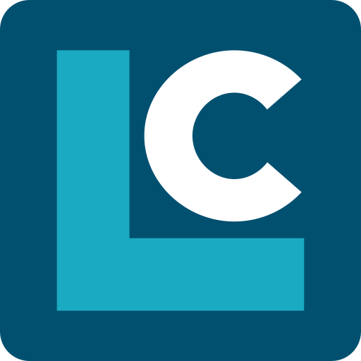 Light blue capital L and a lower case white c against a dark blue background. 