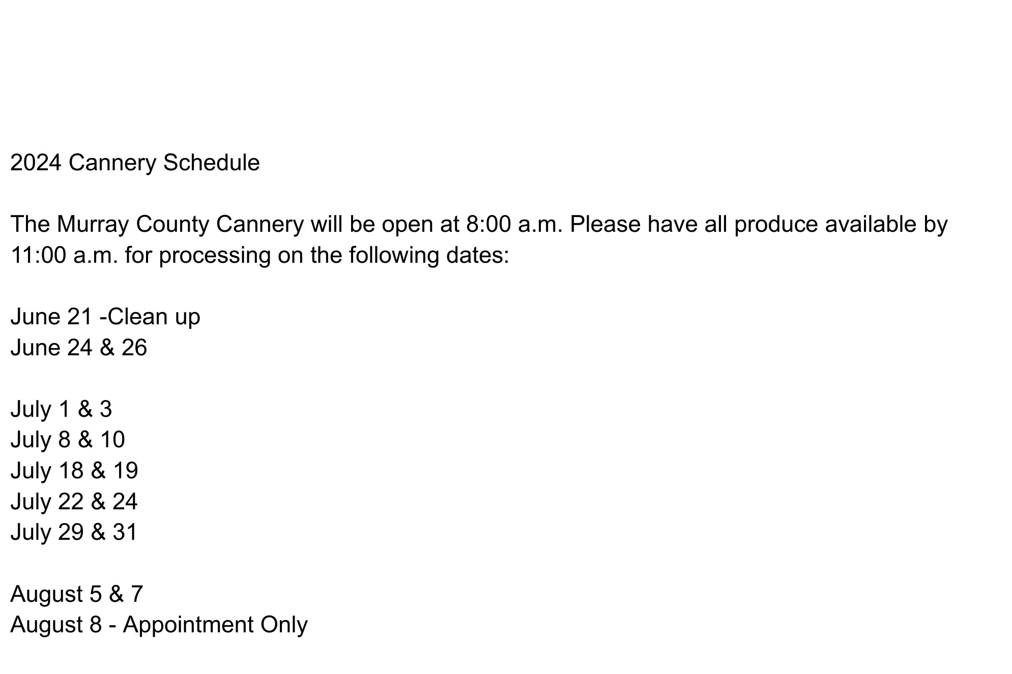cannery info 2024