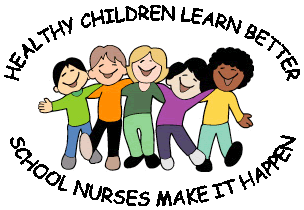 healthy children learn better school nurses make it happen; cartoon image of students