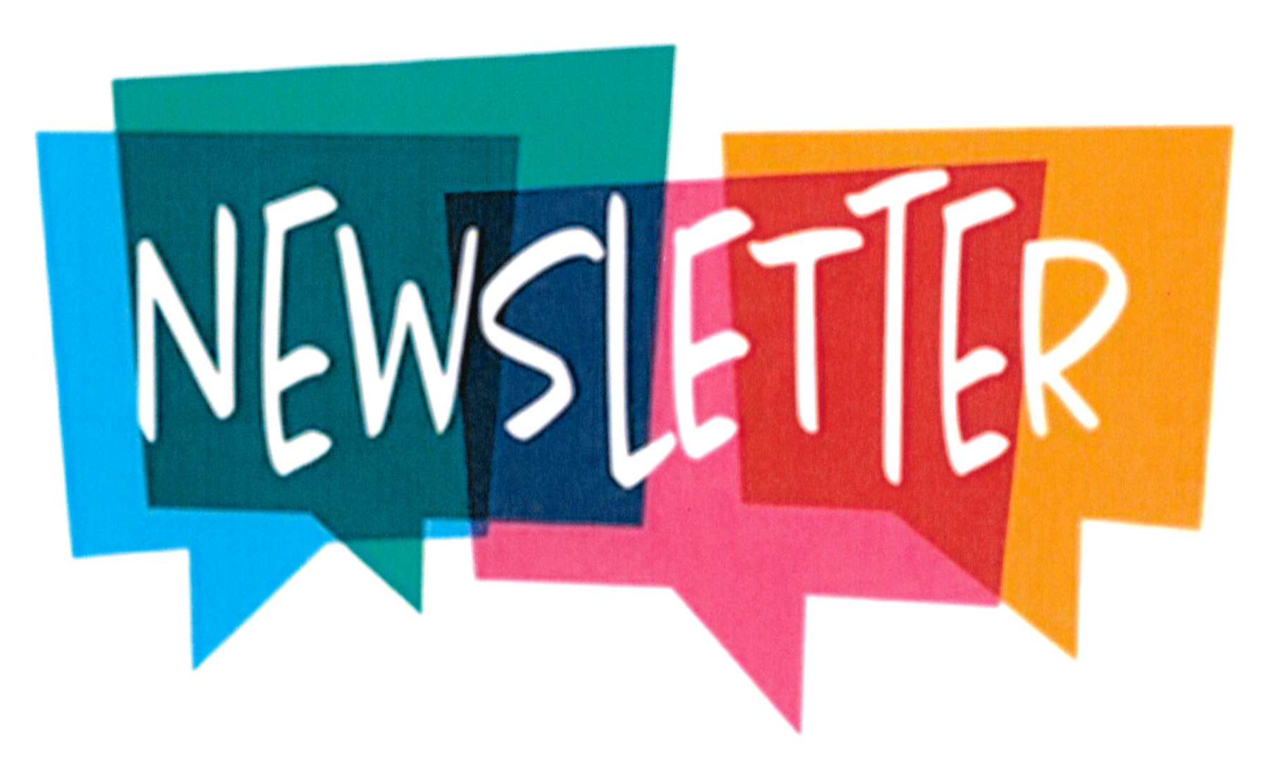 colorful speech bubbles that say NEWSLETTER