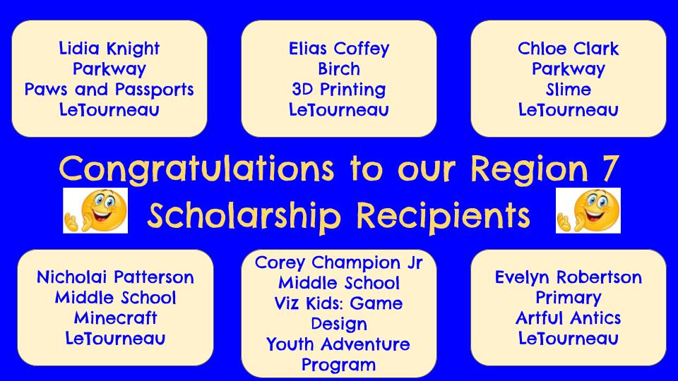 Region 7 Scholarship Winners