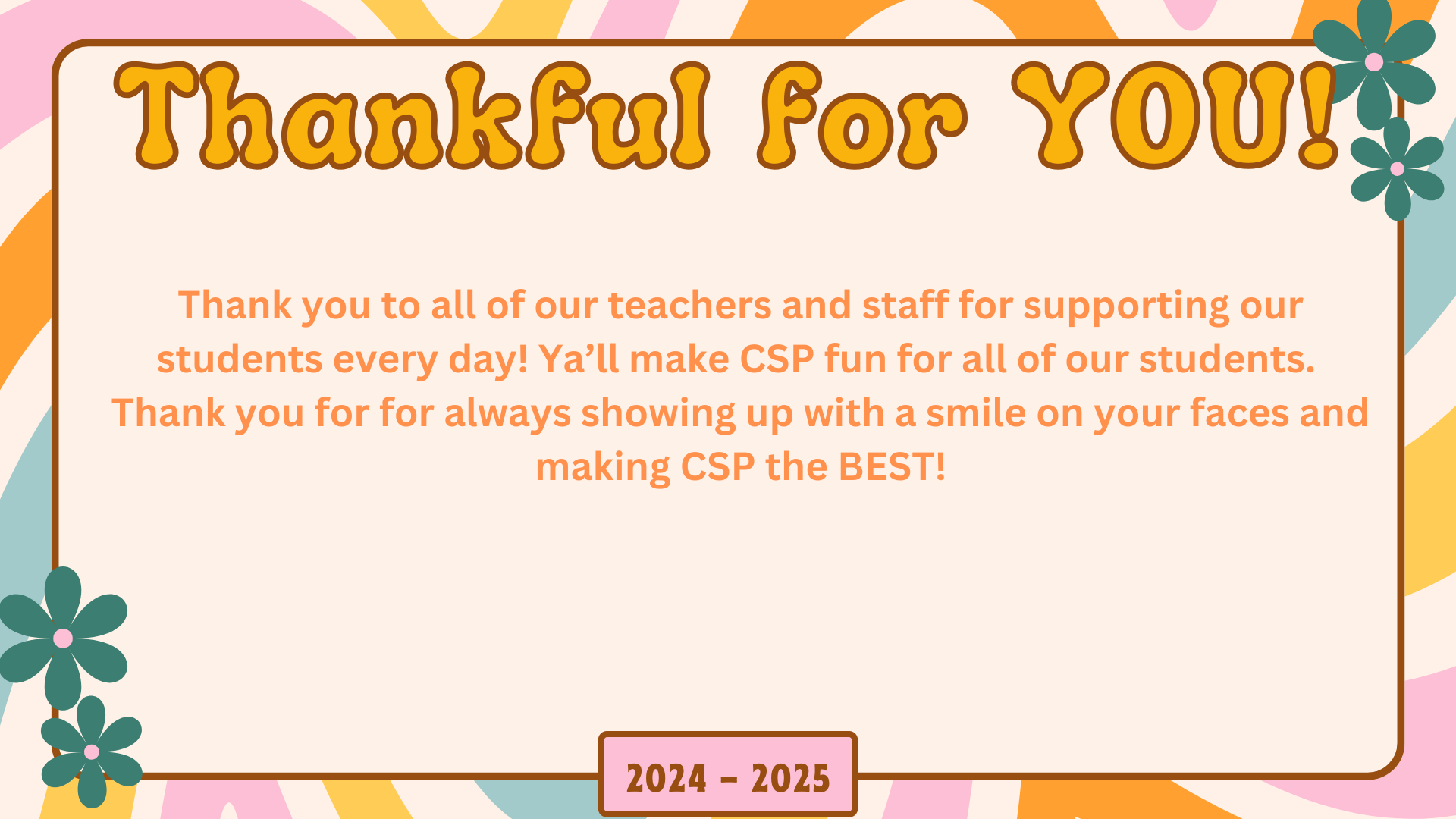 THANK A TEACHER OR STAFF MEMBER