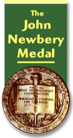 the john newbery medal on green ribbon with medal