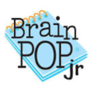 brain pop jr written over the top of a light blue notebook