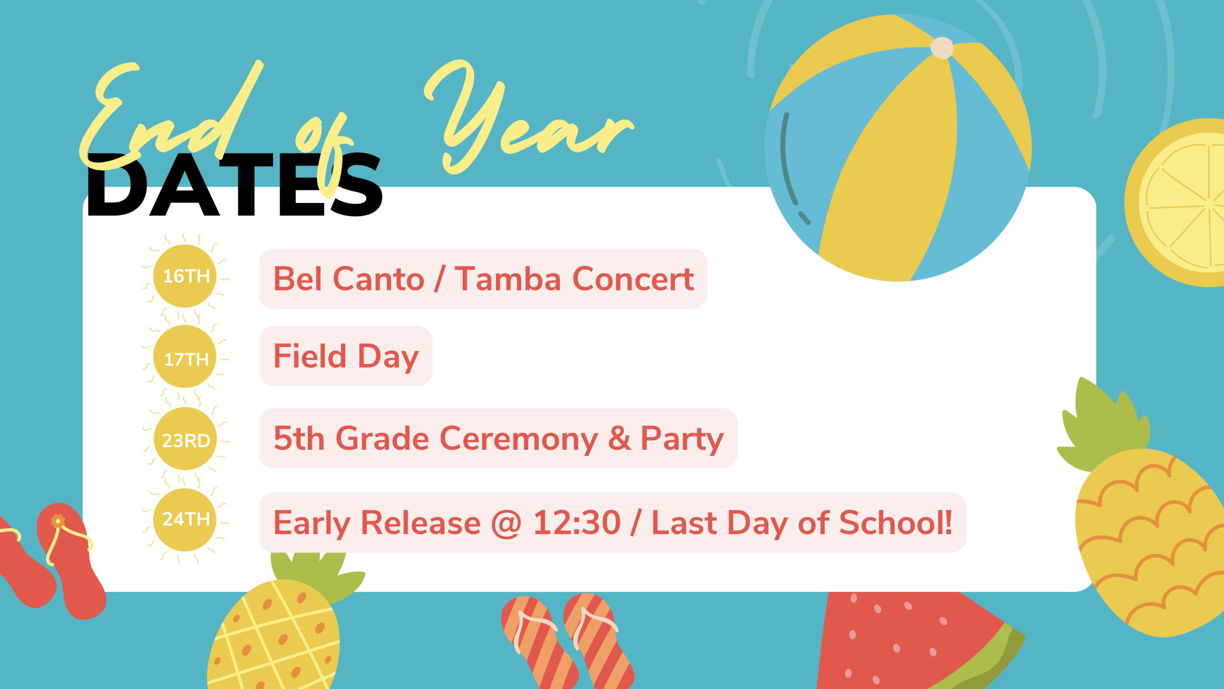 End of Year Dates