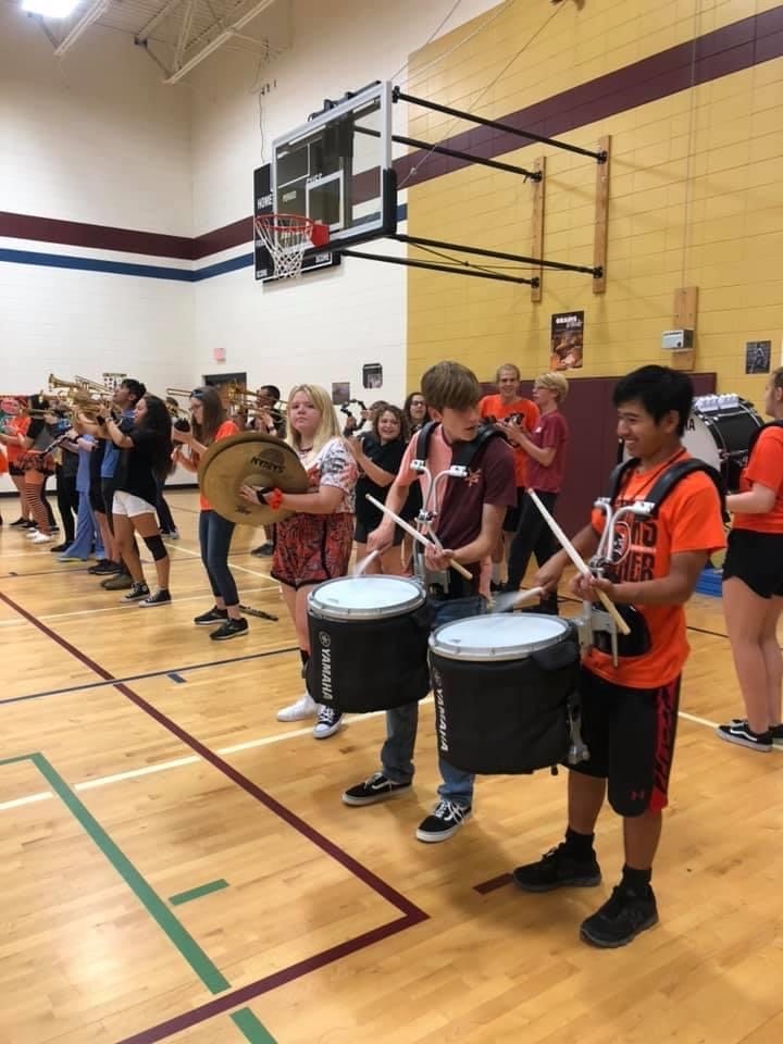 Pep Band Performance During Raiders Together Assembly