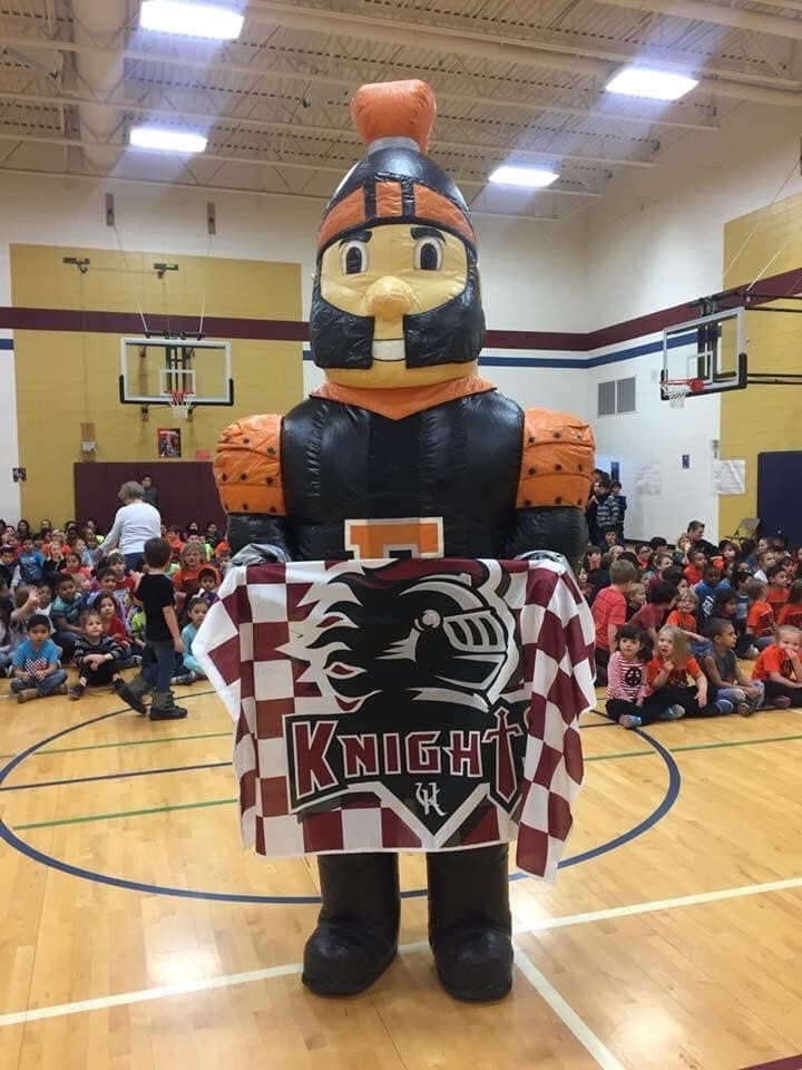 The Black Raider Mascot Visits Unity Elementary