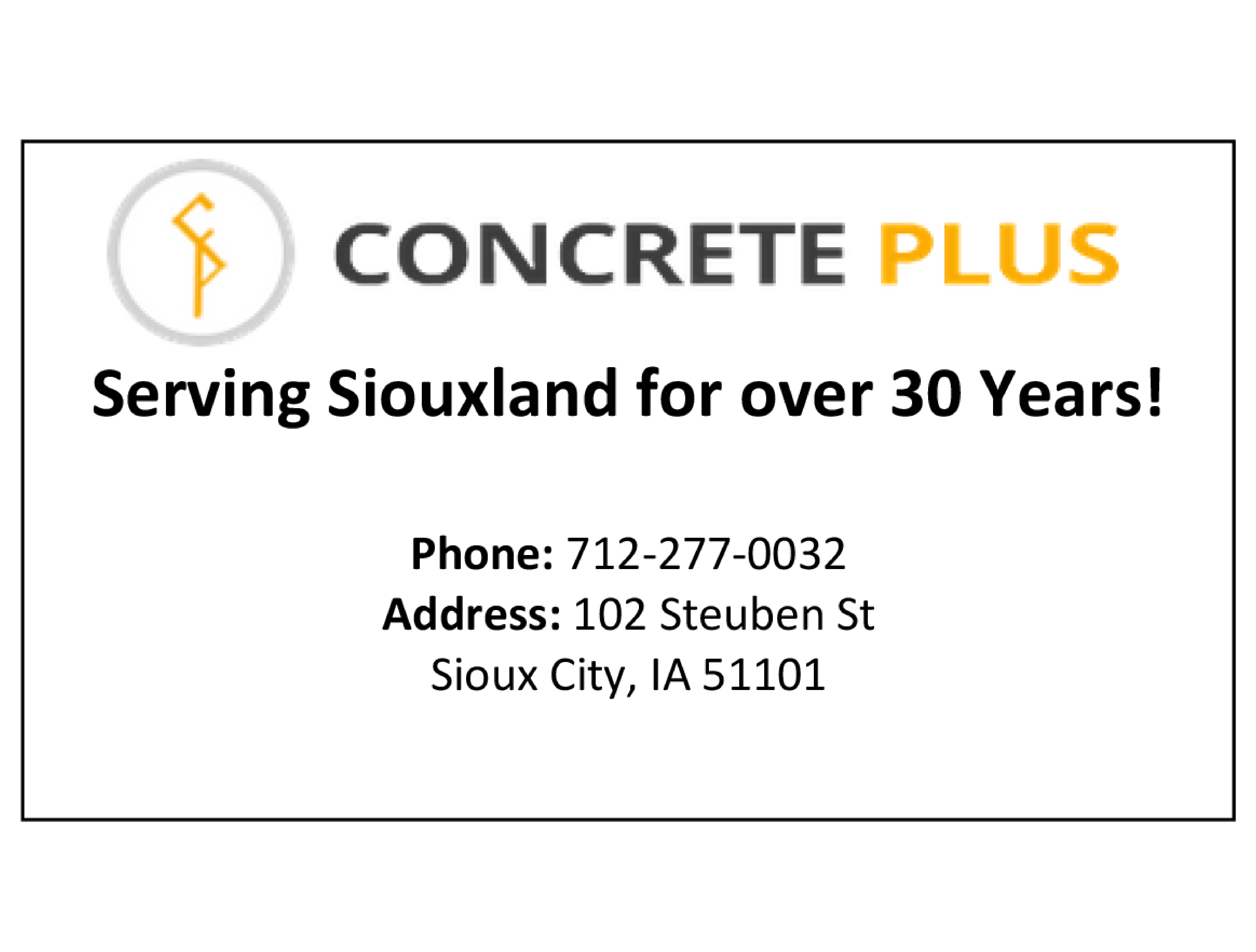 concrete plus serving sioux for over 30 years