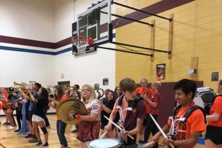 Pep Band Performance During Raiders Together Assembly