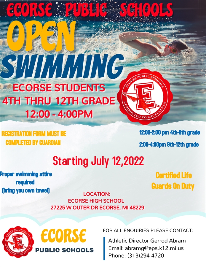 Open Swimming for Students flyer