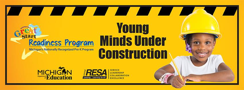 GSRP Young Minds Under Construction graphic and button to flyer