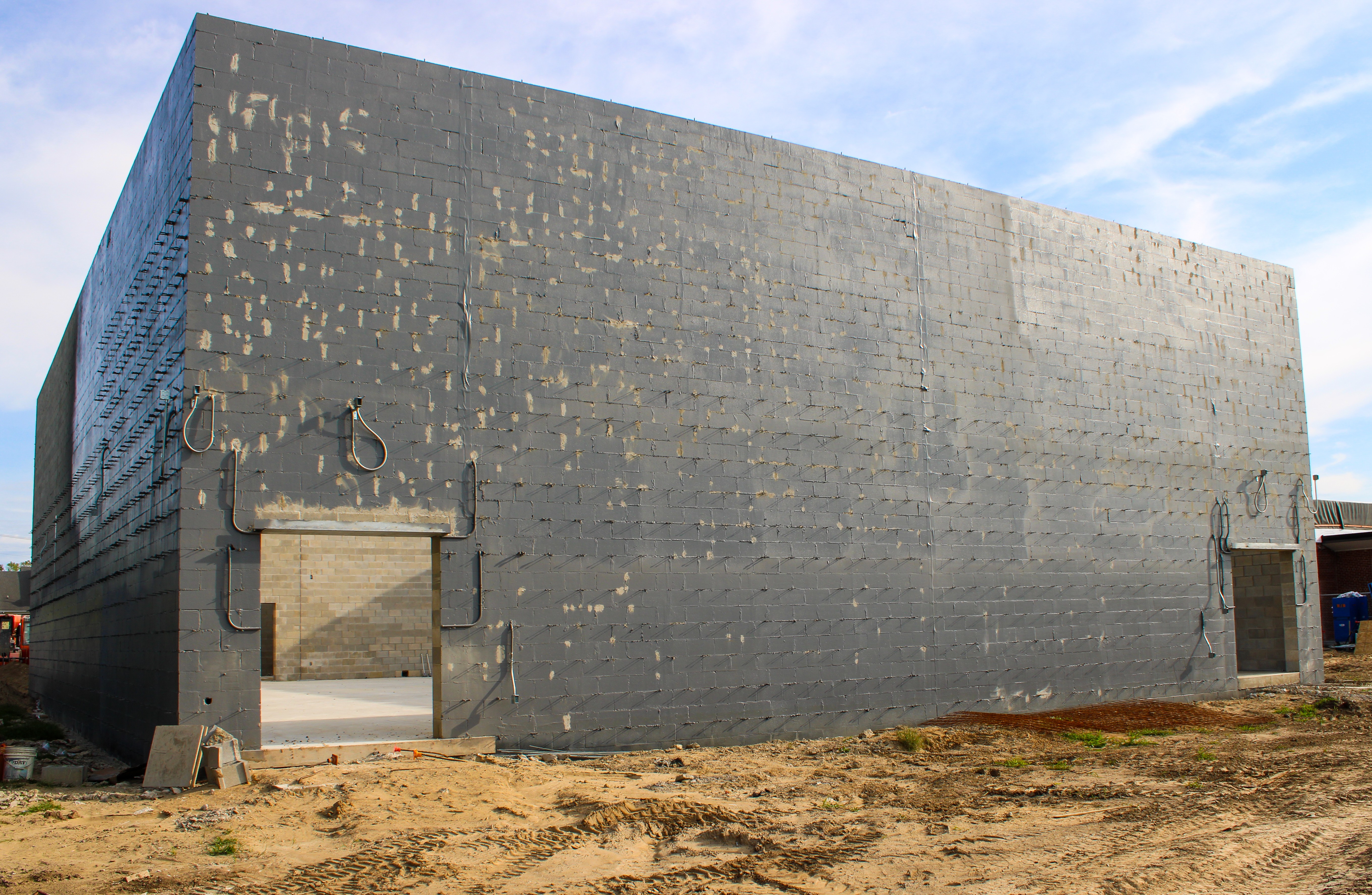 Construction continues on the school's new classrooms and gym addition