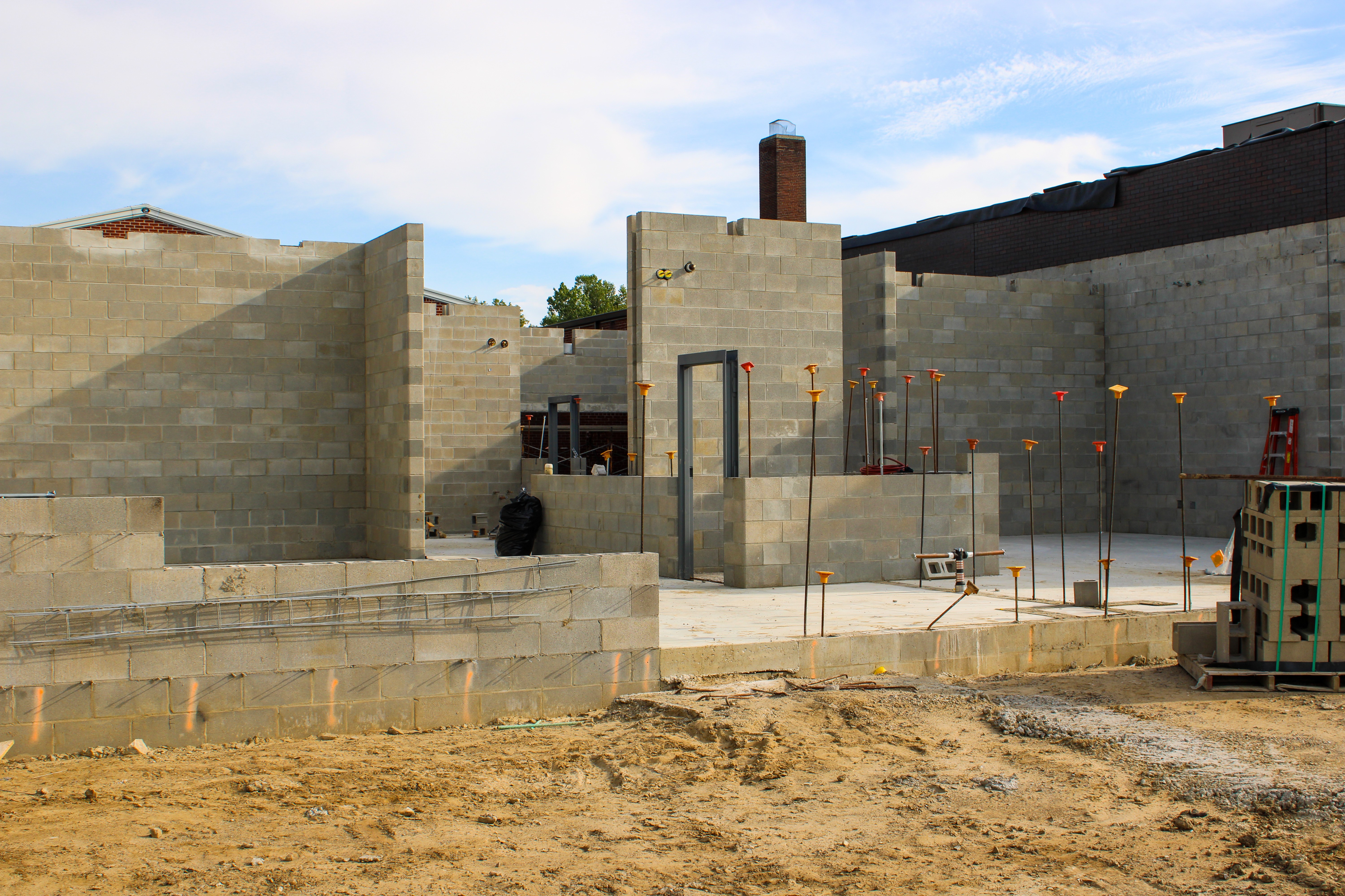 Construction continues on the school's new classrooms and gym addition