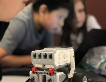 students and robot