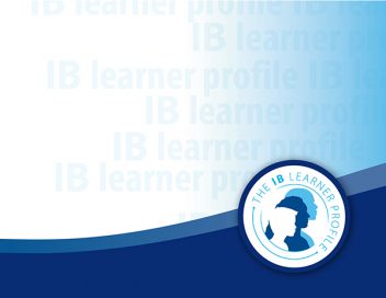 IB Logo in lower right corner behind template blue image