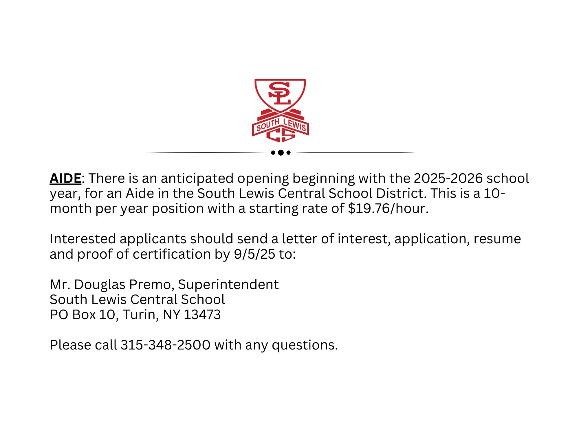 aide position opening