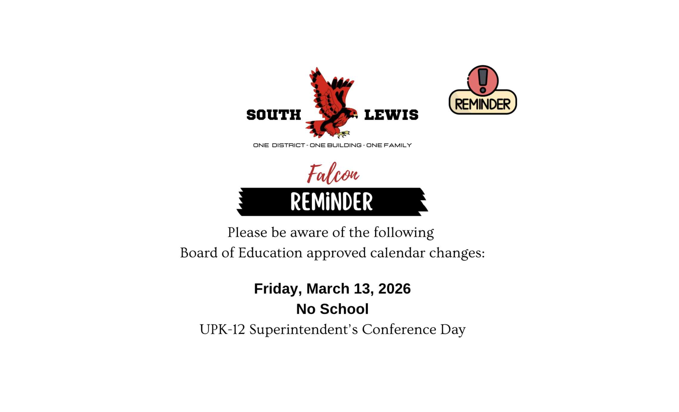 No School 3.13 reminder