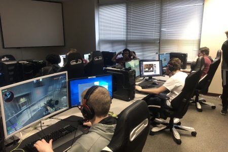 Members of the NHS eSports Team Compete on the Computer