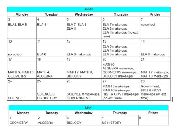 Testing Calendar | Mt. Healthy Virtual School Testing Calendar | Mt. Healthy Virtual School
