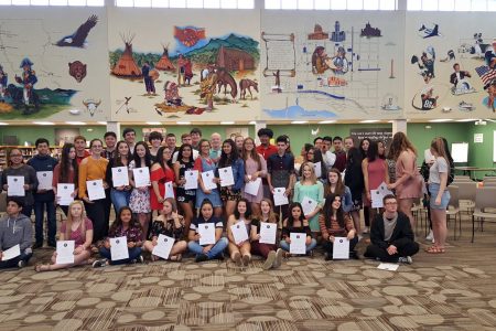 Spanish Honors Society Members Pose for a Group Photo