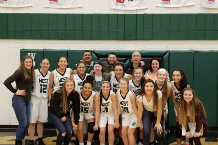 WHS Girls Basketball Team Photo – 100th Win