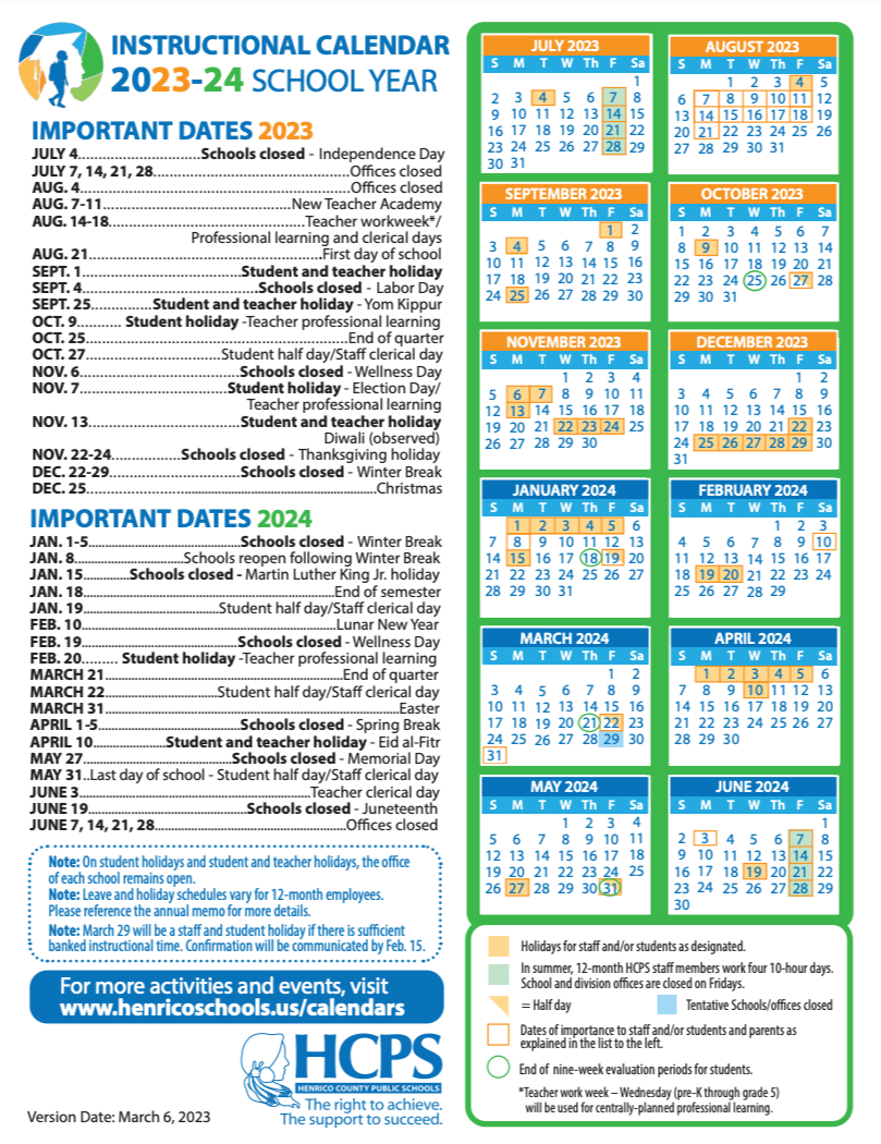 Henrico Schools Va 2024 2025 School Calendar Calendar 2024 Printable