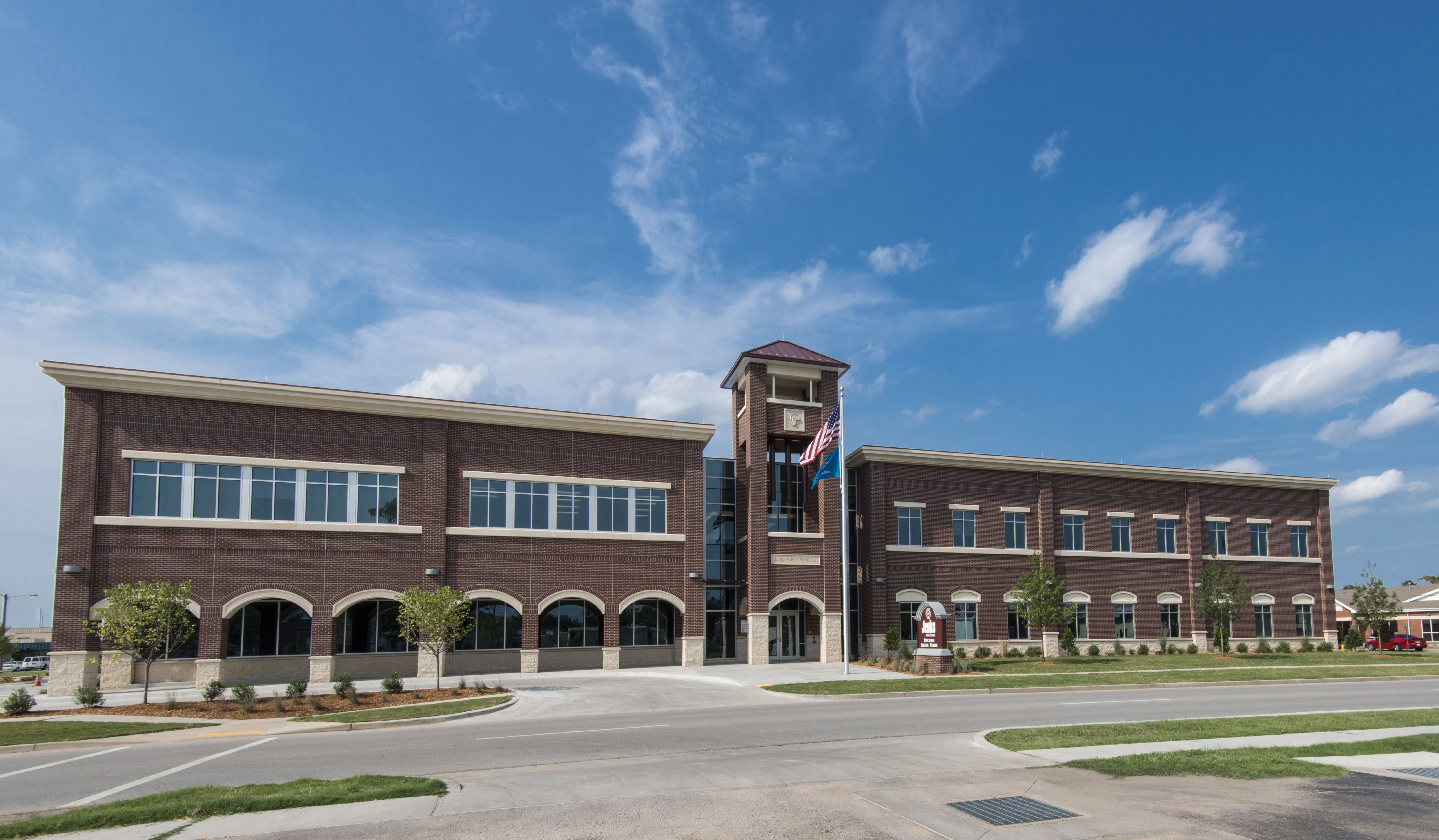 brown building - education service center