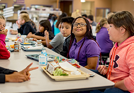 Students eating lunch together