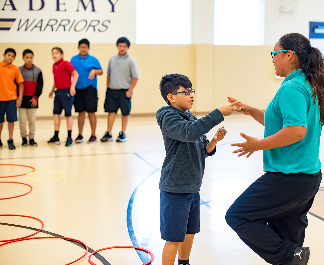 Elementary students in their gym