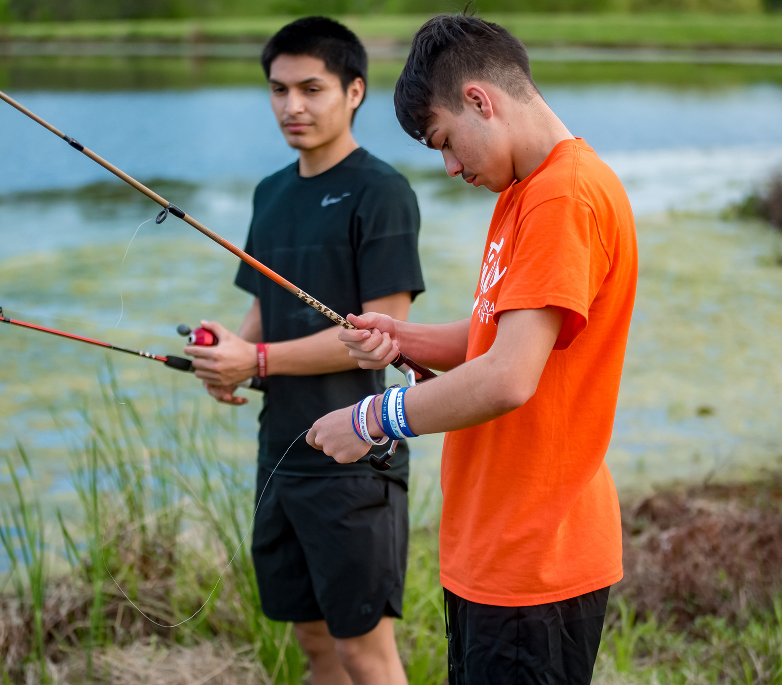 Two students fishing