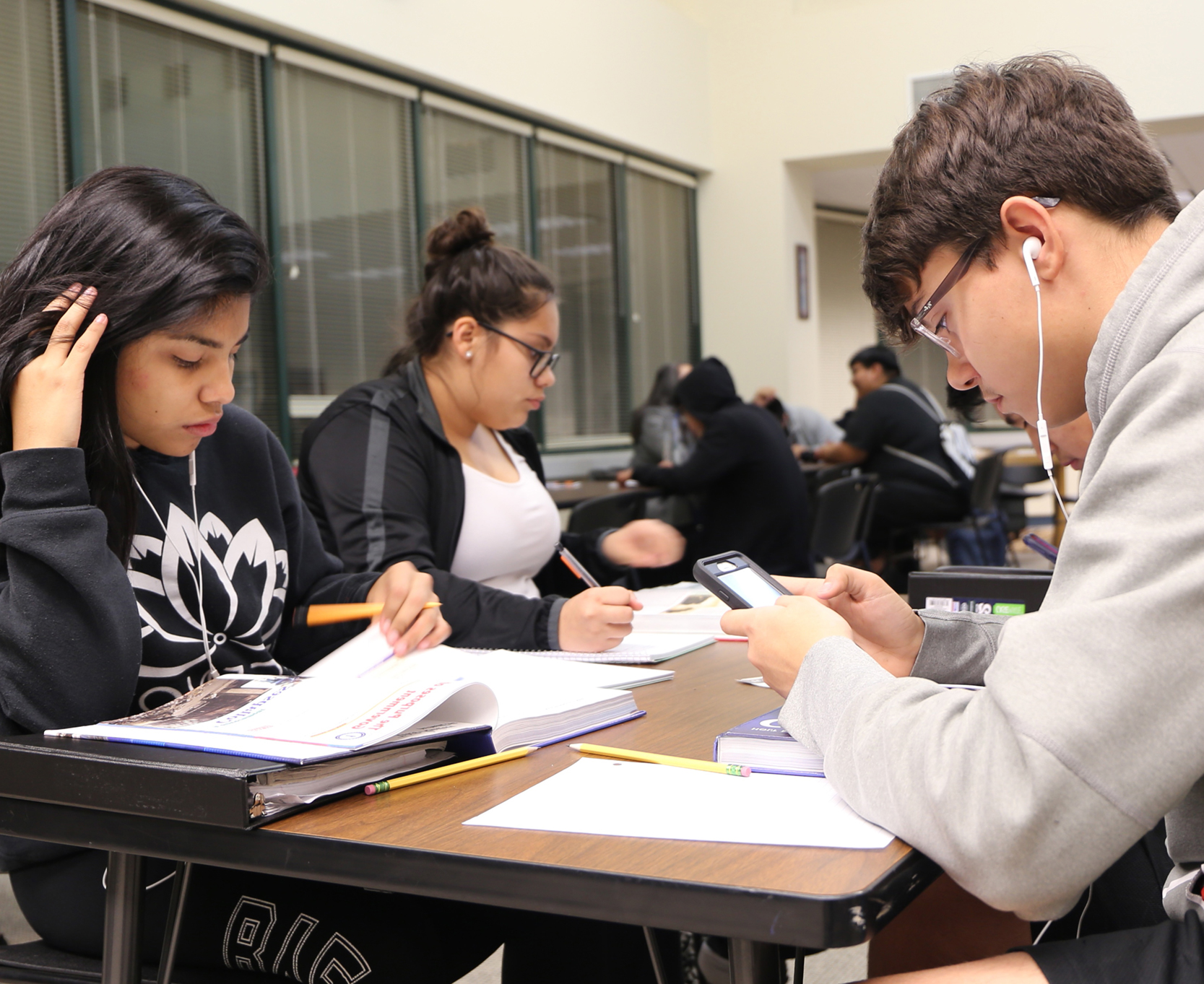 Students studying for a college entrance exam