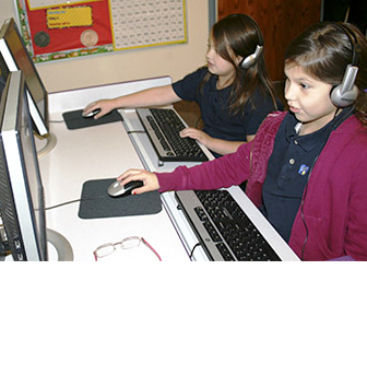 Students working in a computer lab