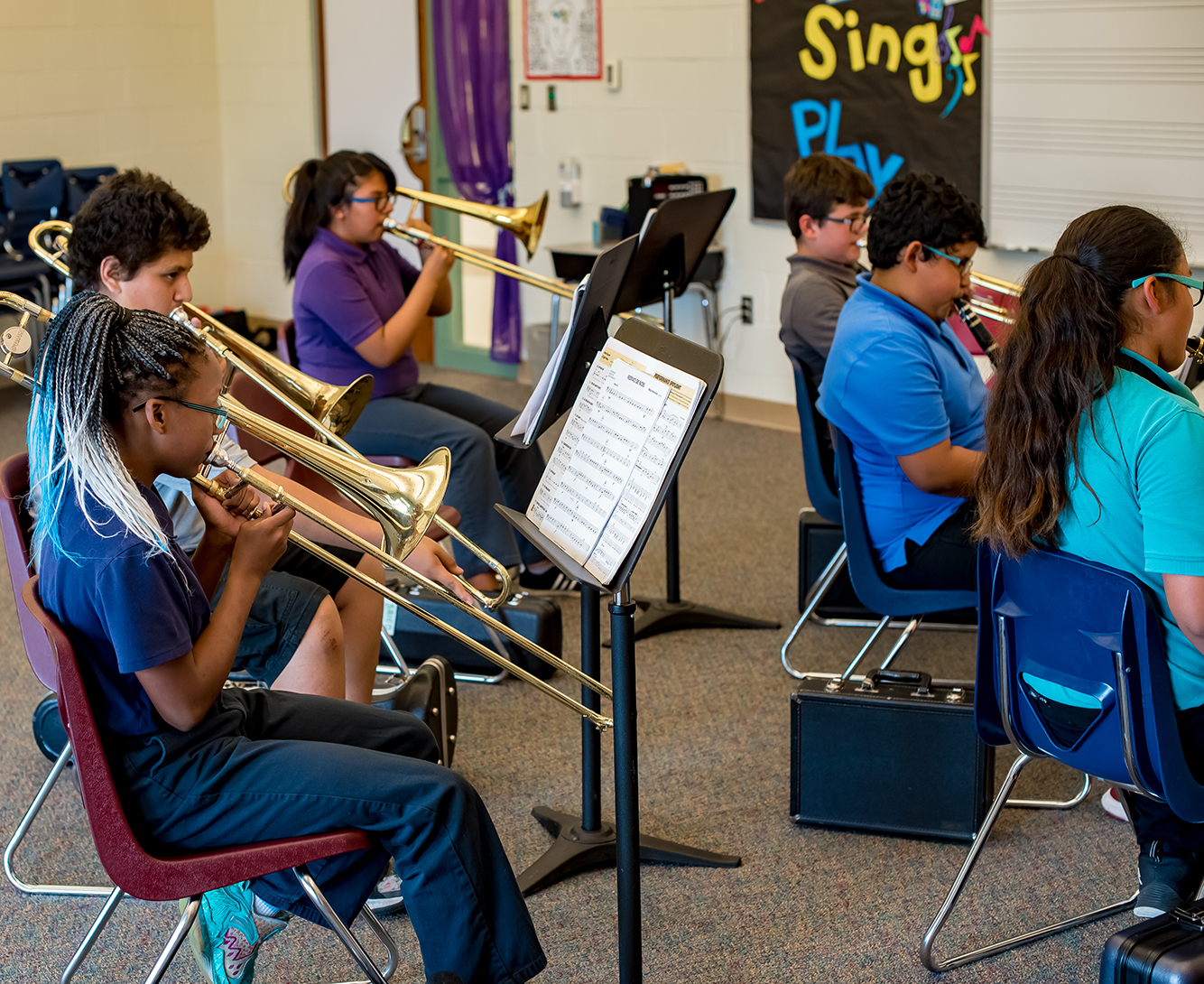 Students in music class