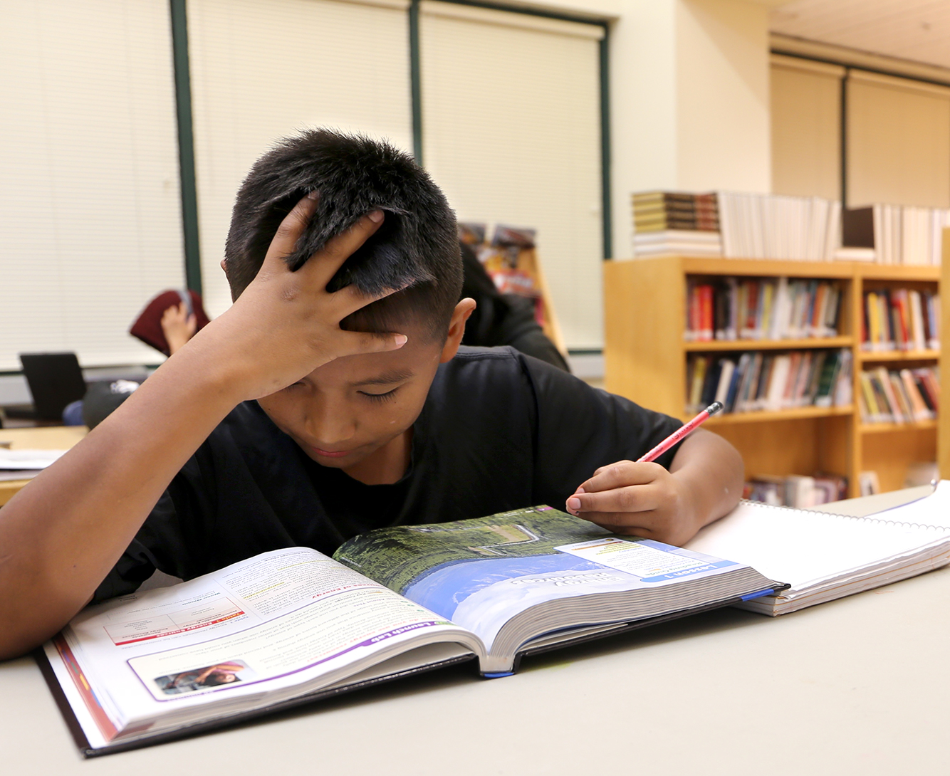 A student studying hard