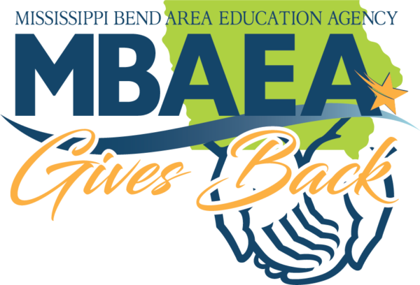 logo for mbaea with hands that says mbaea gives back