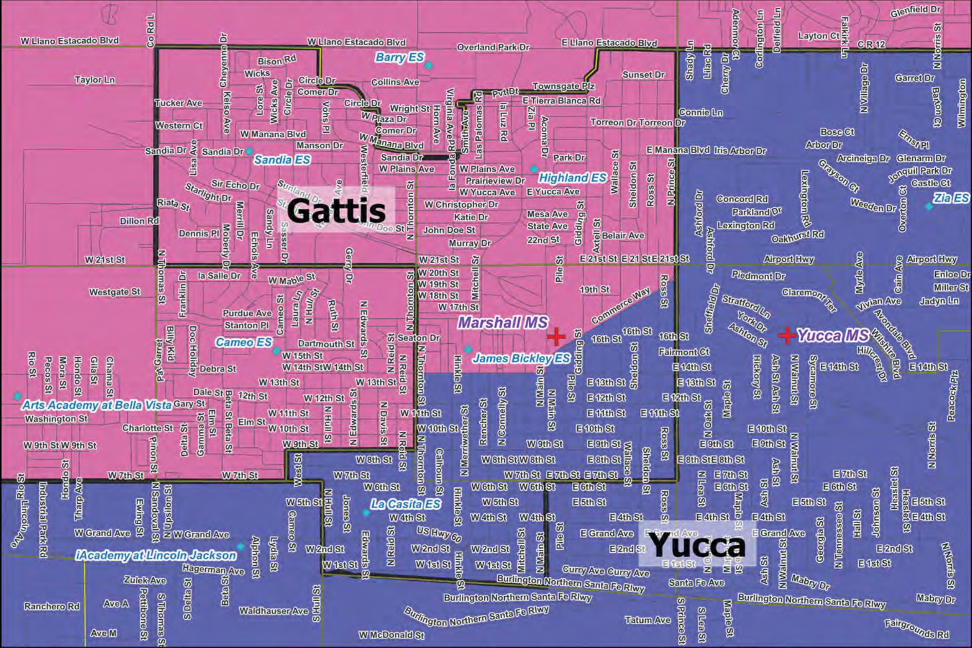 City Middle School Zone image for Gattis and Yucca Middle Schools