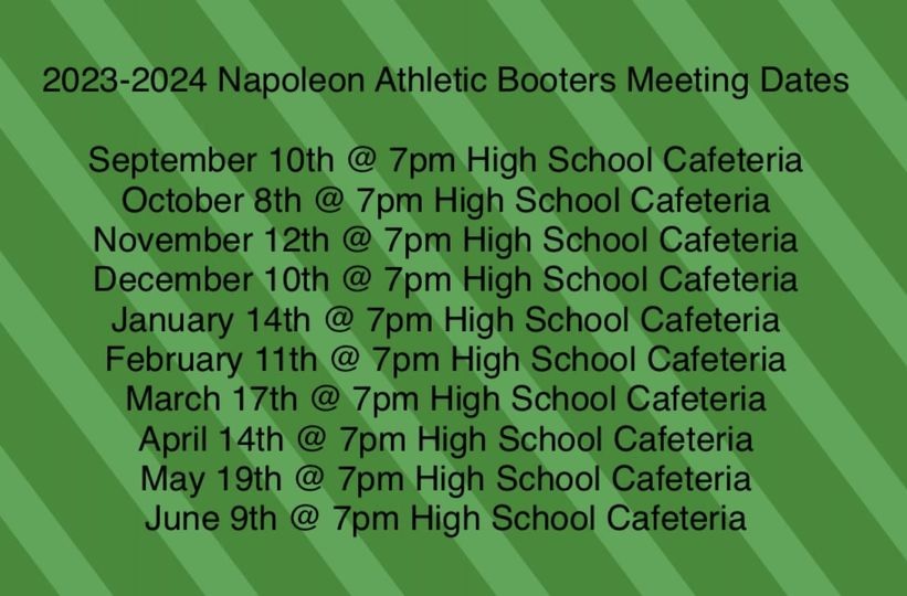 Athletic booster meetings dates for the 23/24 school year