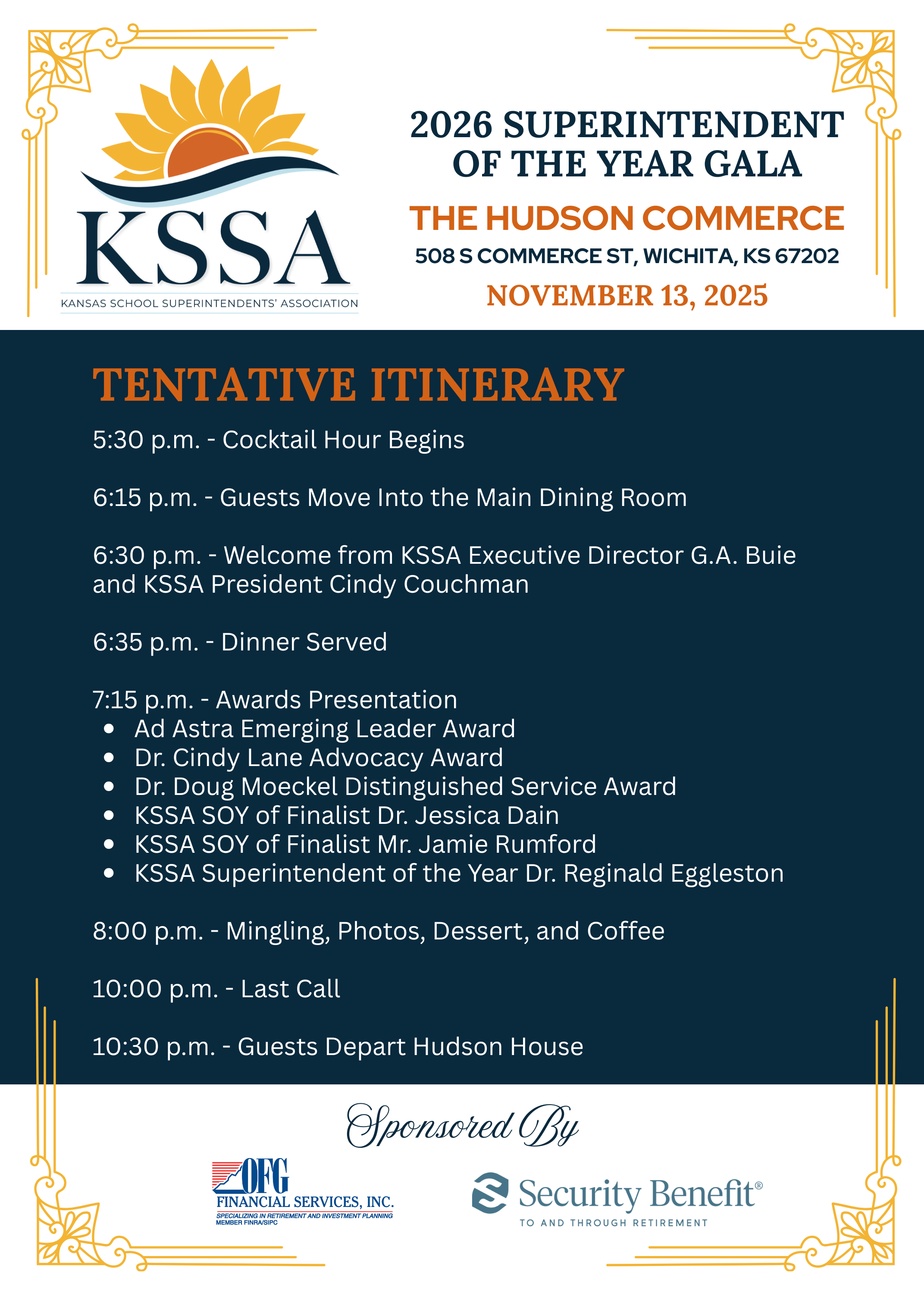 SOY Gala Itinerary